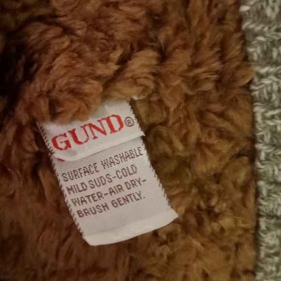 Gund Teddybear Nubuck Brown with Christmas Sweater & Plaid Scarf 18" - Picture 5 of 8